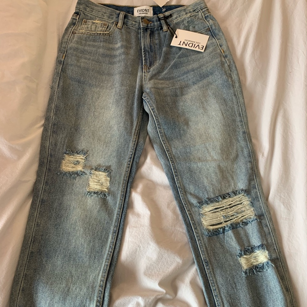 Light wash distressed boyfriend jeans- Evidnt LA